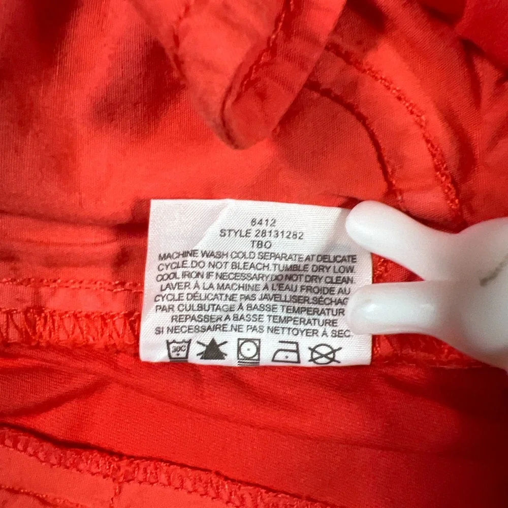 Tory Burch Cuffed Shorts Womens 27 Orange Cotton Stretch Zip Fly Casual Wear